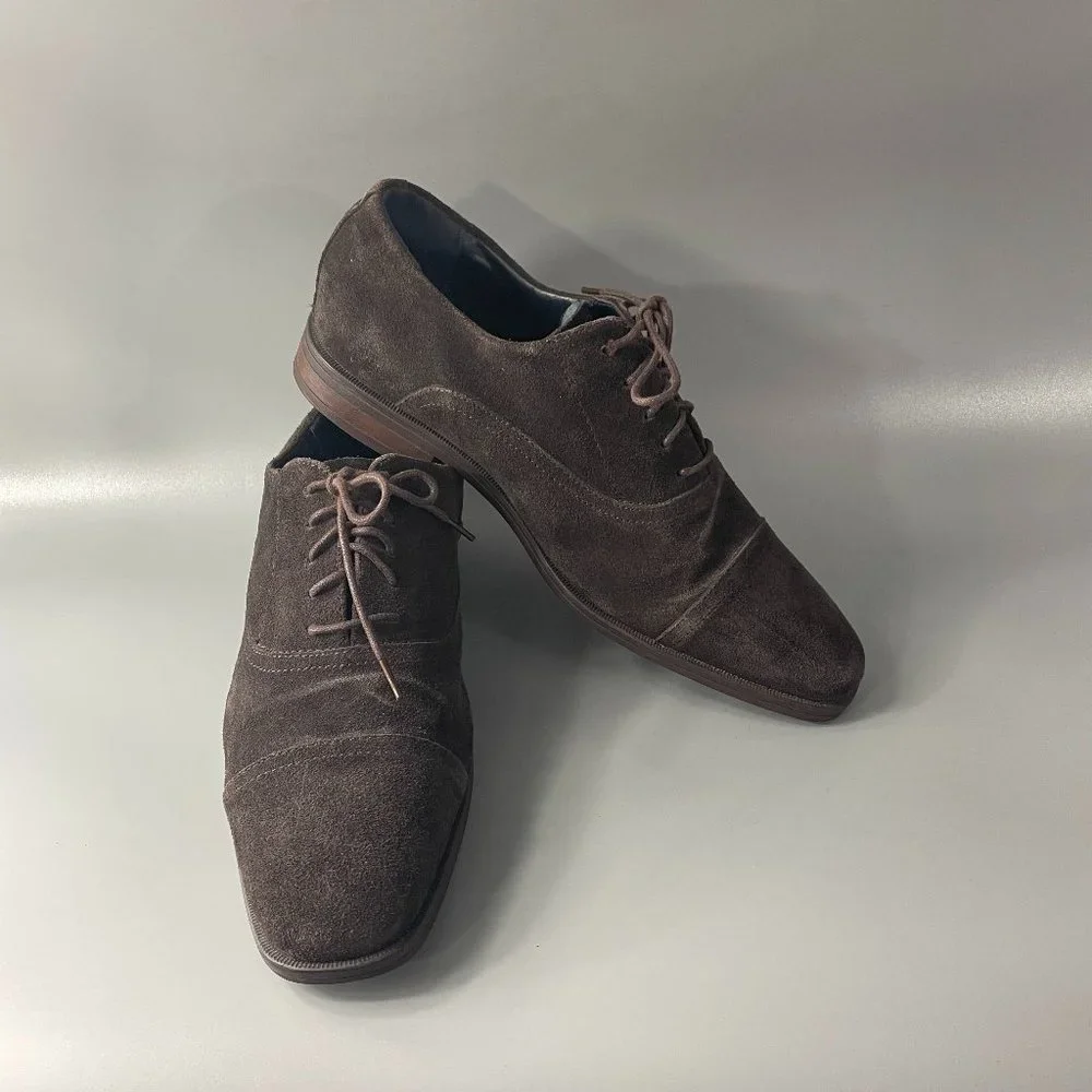 Joseph Abboud Dark Brown Suede Cap-Toe Derby Oxfords